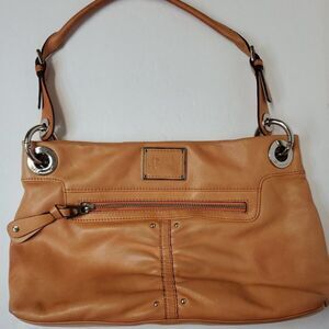 B MAKOWSKY Tangerine Orange Soft Leather Satchel Shoulder Bag